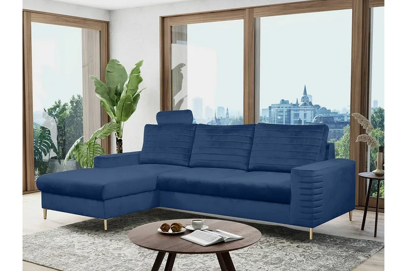 Kintore 3-sits Hörnbäddsoffa NO_BRAND Dark blue - Möbler - Soffa - Bäddsoffa