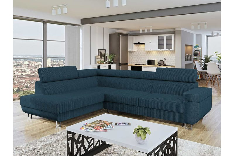 Kintore 3-sits Hörnbäddsoffa NO_BRAND Dark blue - Möbler - Soffa - Bäddsoffa