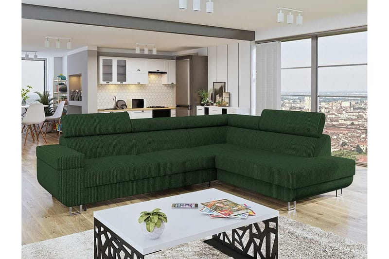 Kintore 3-sits Hörnbäddsoffa NO_BRAND Dark green - Möbler - Soffa - Bäddsoffa
