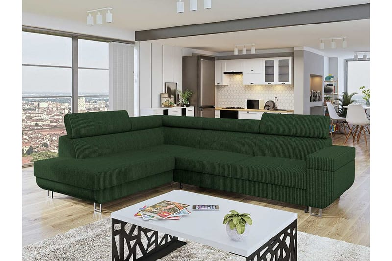 Kintore 3-sits Hörnbäddsoffa NO_BRAND Dark green - Möbler - Soffa - Bäddsoffa