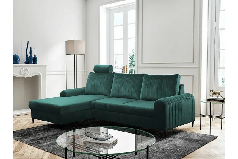 Kintore 3-sits Hörnbäddsoffa NO_BRAND Dark green - Möbler - Soffa - Bäddsoffa
