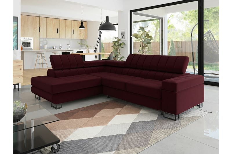 Kintore 3-sits Hörnbäddsoffa NO_BRAND Dark red - Möbler - Soffa - Bäddsoffa