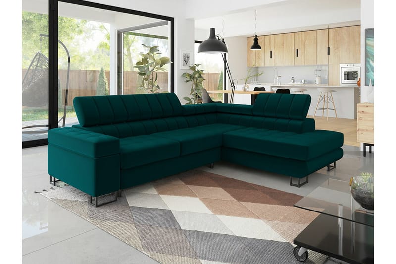 Kintore 3-sits Hörnbäddsoffa NO_BRAND Dark Turquoise - Möbler - Soffa - Bäddsoffa