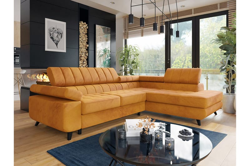 Kintore 3-sits Hörnbäddsoffa NO_BRAND Dark yellow - Möbler - Soffa - Bäddsoffa