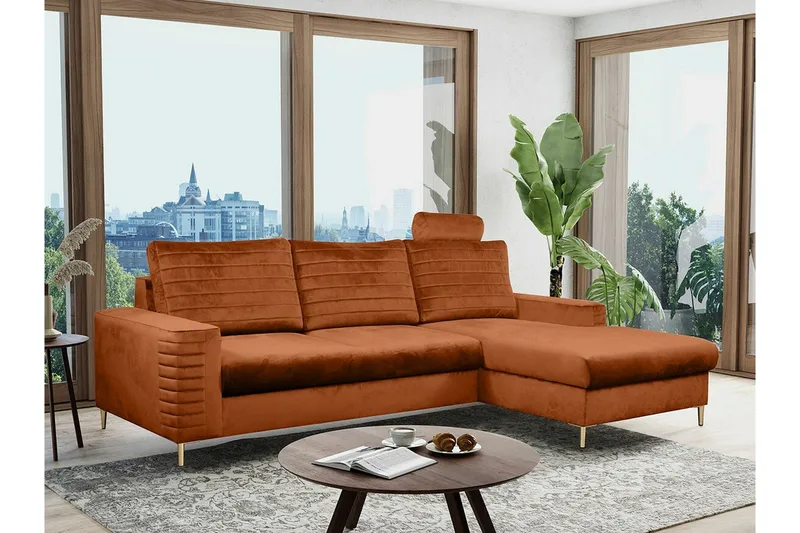 Kintore 3-sits Hörnbäddsoffa NO_BRAND Orange - Möbler - Soffa - Bäddsoffa
