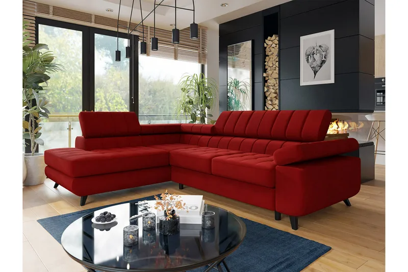 Kintore 3-sits Hörnbäddsoffa NO_BRAND Red - Möbler - Soffa - Bäddsoffa