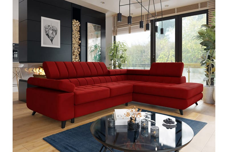 Kintore 3-sits Hörnbäddsoffa NO_BRAND Red - Möbler - Soffa - Bäddsoffa