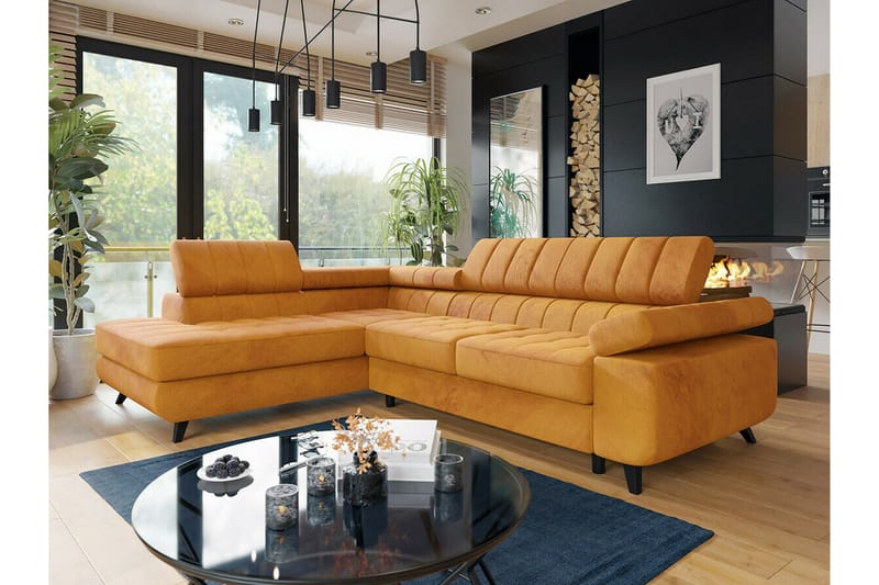 Kintore 3-sits Hörnbäddsoffa NO_BRAND Yellow - Möbler - Soffa - Bäddsoffa
