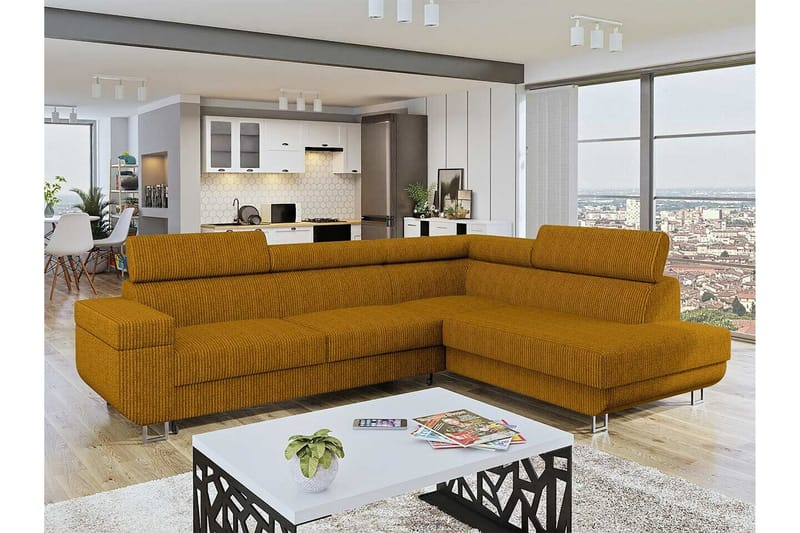 Kintore 3-sits Hörnbäddsoffa NO_BRAND Yellow - Möbler - Soffa - Bäddsoffa