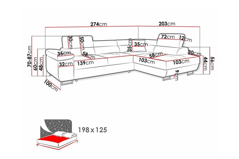 Kintore 3-sits Hörnbäddsoffa - Möbler - Soffa - Bäddsoffa