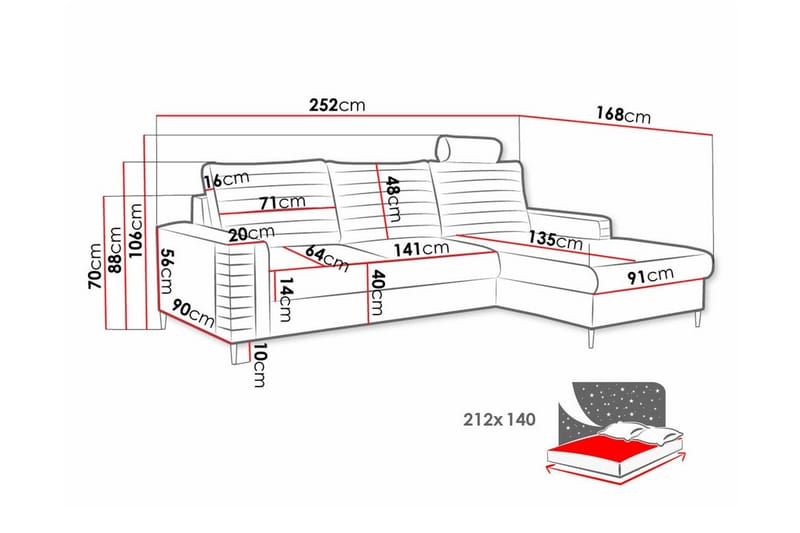 Kintore 3-sits Hörnbäddsoffa - Möbler - Soffa - Bäddsoffa
