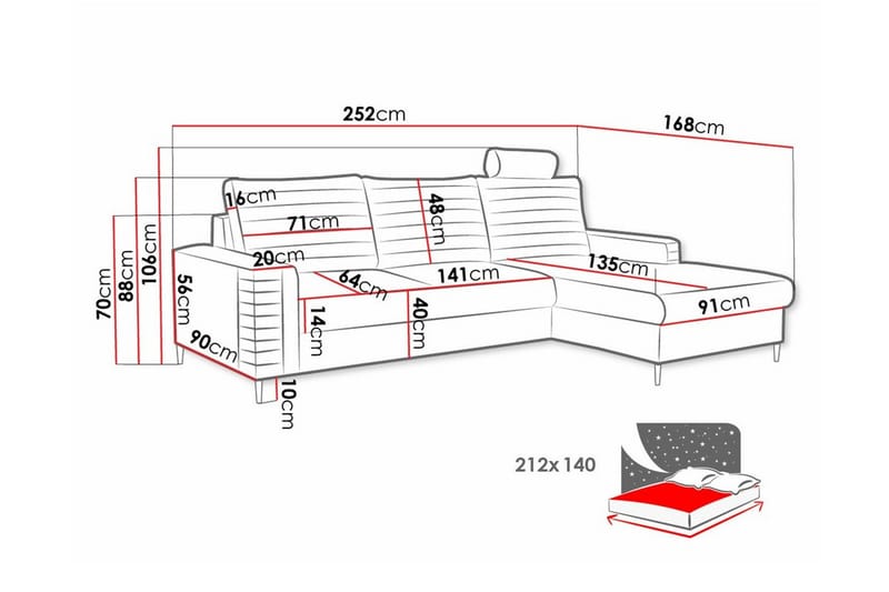 Kintore 3-sits Hörnbäddsoffa - Bäddsoffa - Hörnbäddsoffa