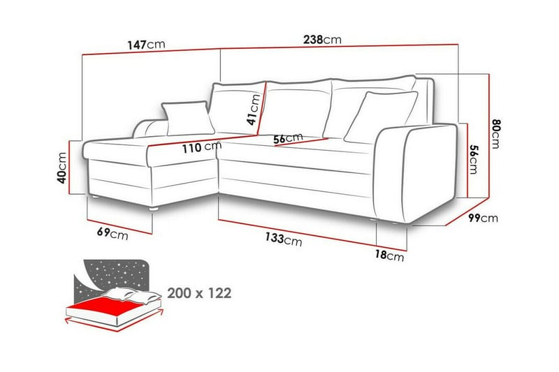 Kintore 3-sits Hörnbäddsoffa - Möbler - Soffa - Bäddsoffa