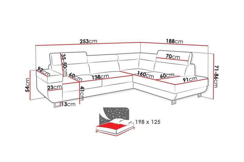 Kintore 3-sits Hörnbäddsoffa - Bäddsoffa - Hörnbäddsoffa