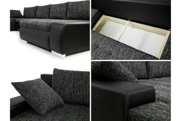Kintore 4-sits Högervänd Hörnbäddsoffa 140x340 cm med Förvaring i Sammet - Blå - Möbler - Soffa - Bäddsoffa