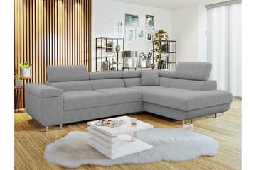 Kintore 4-sits Högervänd L-formad Hörnbäddsoffa 125x198 cm i Manchestertyg - Grå - Möbler - Soffa - Bäddsoffa