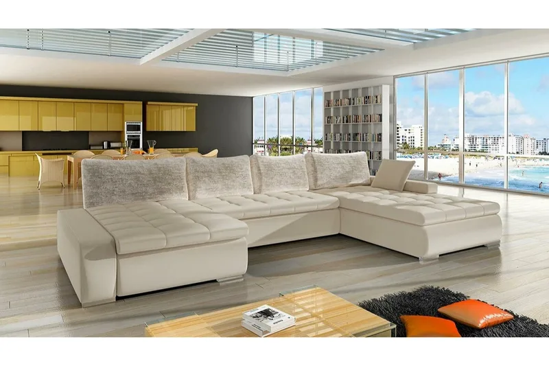 Kintore 4-sits Hörnbäddsoffa beige - Möbler - Soffa - Bäddsoffa