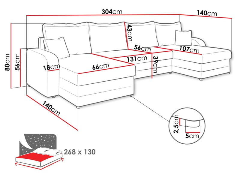 Kintore 4-sits Hörnbäddsoffa Black/Grey - Möbler - Soffa - Bäddsoffa