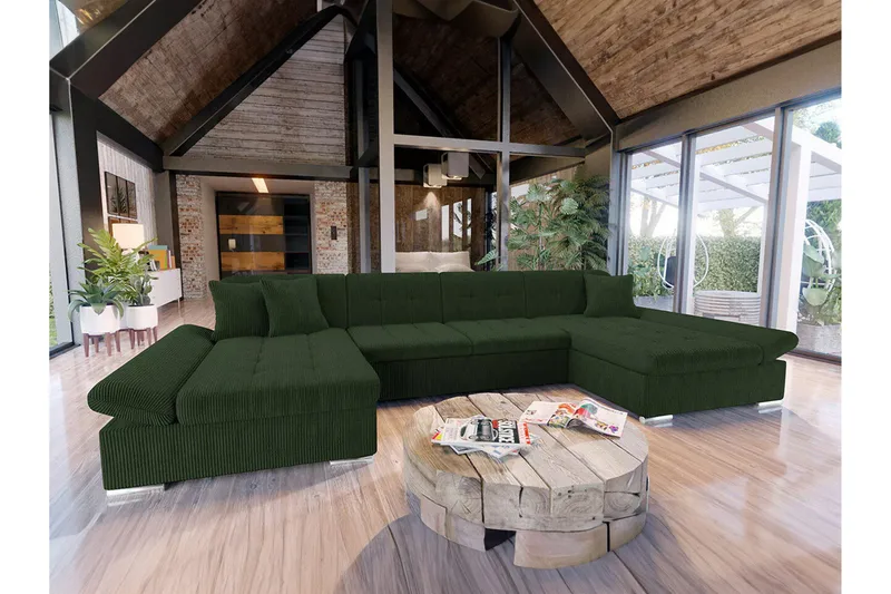 Kintore 4-sits Hörnbäddsoffa Dark green - Möbler - Soffa - Bäddsoffa