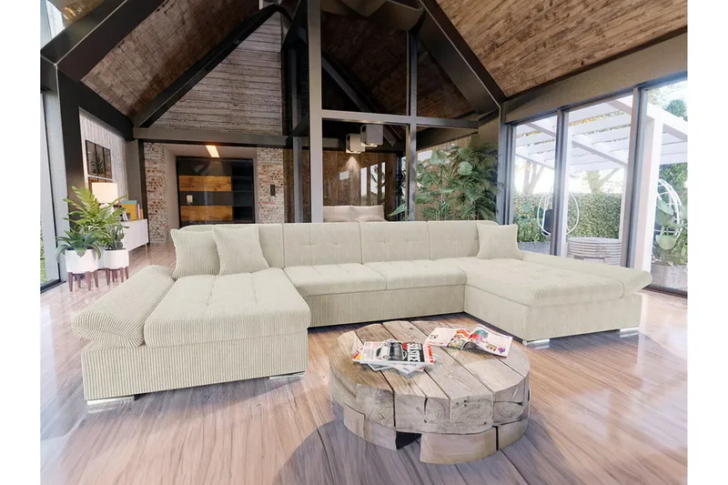 Kintore 4-sits Hörnbäddsoffa NO_BRAND beige - Möbler - Soffa - Bäddsoffa
