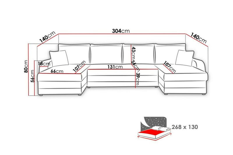 Kintore 4-sits Hörnbäddsoffa NO_BRAND Black/Grey - Möbler - Soffa - Bäddsoffa