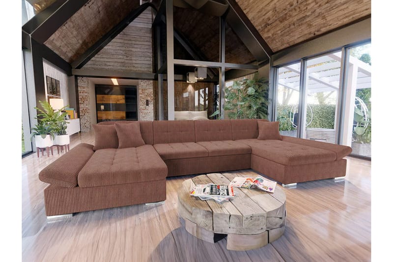 Kintore 4-sits Hörnbäddsoffa NO_BRAND Brown - Möbler - Soffa - Bäddsoffa