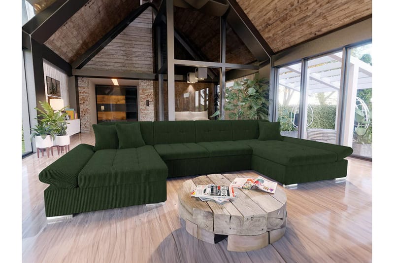 Kintore 4-sits Hörnbäddsoffa NO_BRAND Dark green - Möbler - Soffa - Bäddsoffa