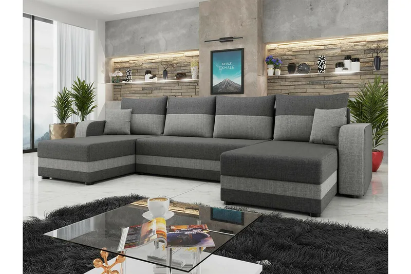 Kintore 4-sits Hörnbäddsoffa NO_BRAND Dark grey - Möbler - Soffa - Bäddsoffa