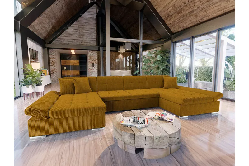 Kintore 4-sits Hörnbäddsoffa NO_BRAND Dark yellow - Möbler - Soffa - Bäddsoffa