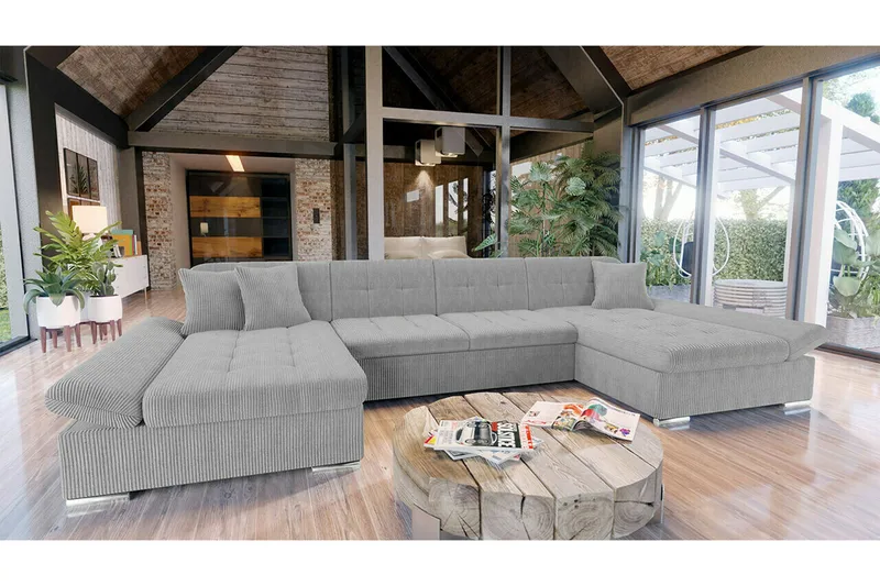 Kintore 4-sits Hörnbäddsoffa NO_BRAND Grey - Möbler - Soffa - Bäddsoffa