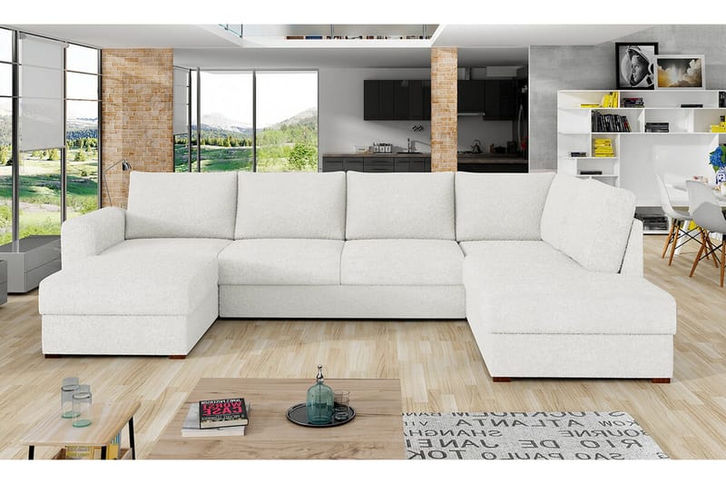 Kintore 4-sits Hörnbäddsoffa NO_BRAND White - Möbler - Soffa - Bäddsoffa