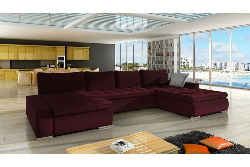 Kintore 4-sits Hörnbäddsoffa NO_BRAND Wine red - Möbler - Soffa - Bäddsoffa