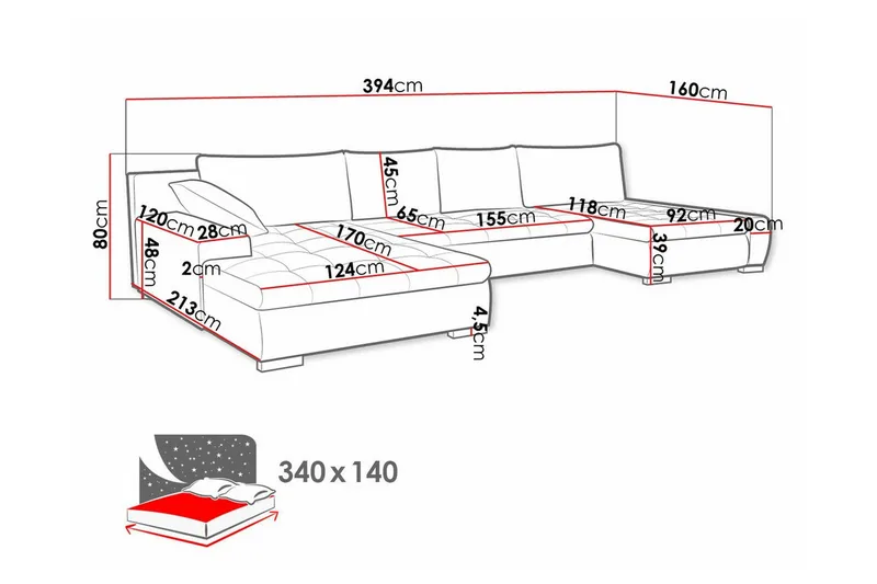 Kintore 4-sits Hörnbäddsoffa Wine red - Möbler - Soffa - Bäddsoffa