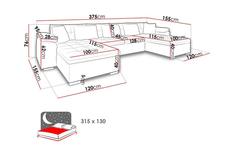 Kintore 4-sits Hörnbäddsoffa - Bäddsoffa - Hörnbäddsoffa