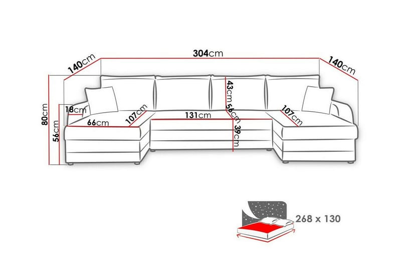 Kintore 4-sits Hörnbäddsoffa - Bäddsoffa - Hörnbäddsoffa