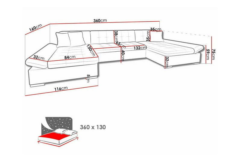 Kintore 4-sits Hörnbäddsoffa - Bäddsoffa - Hörnbäddsoffa