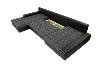 Kintore 4-sits U-formad Hörnbäddsoffa 140x340 cm med Förvaring i Konstläder - Grå - Möbler - Soffa - Bäddsoffa