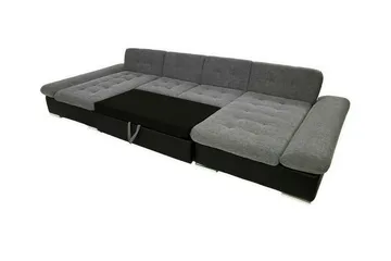 Kintore 4-sits U-formad Hörnbäddsoffa med Förvaring i Tyg - Benvit - Möbler - Soffa - Bäddsoffa