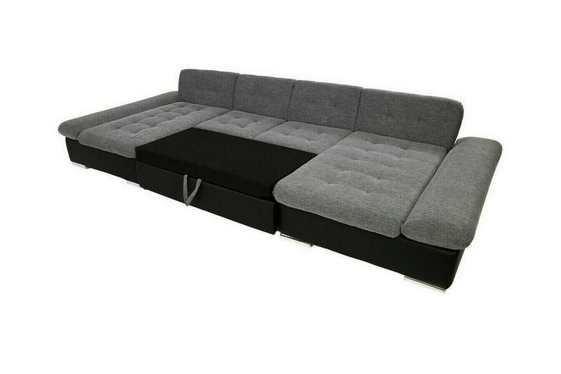 Kintore 4-sits U-formad Hörnbäddsoffa med Förvaring i Tyg - Grå - Möbler - Soffa - Bäddsoffa