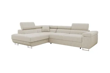 Kintore 4-sits Vänstervänd L-formad Hörnbäddsoffa 125x198 cm i Manchestertyg - Beige - Möbler - Soffa - Bäddsoffa