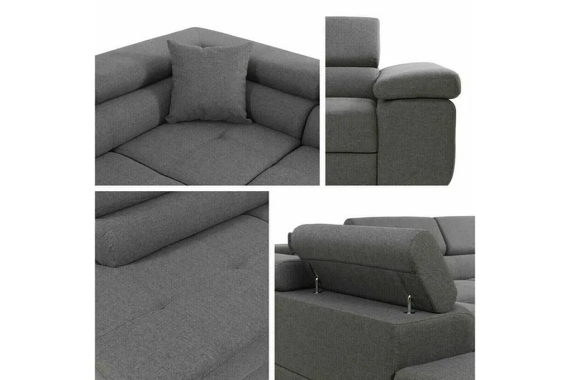 Kintore 4-sits Vänstervänd L-formad Hörnbäddsoffa 125x198 cm i Manchestertyg - Beige - Möbler - Soffa - Bäddsoffa