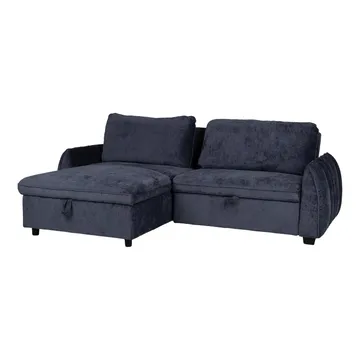 Klevor Vändbar L-formad Hörnbäddsoffa 132x198 cm med Förvaring i Tyg - Blå - Möbler - Soffa - Bäddsoffa