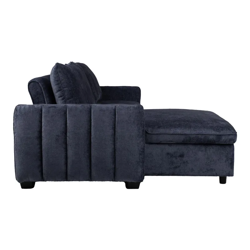 Klevor Vändbar L-formad Hörnbäddsoffa 132x198 cm med Förvaring i Tyg - Blå - Möbler - Soffa - Bäddsoffa