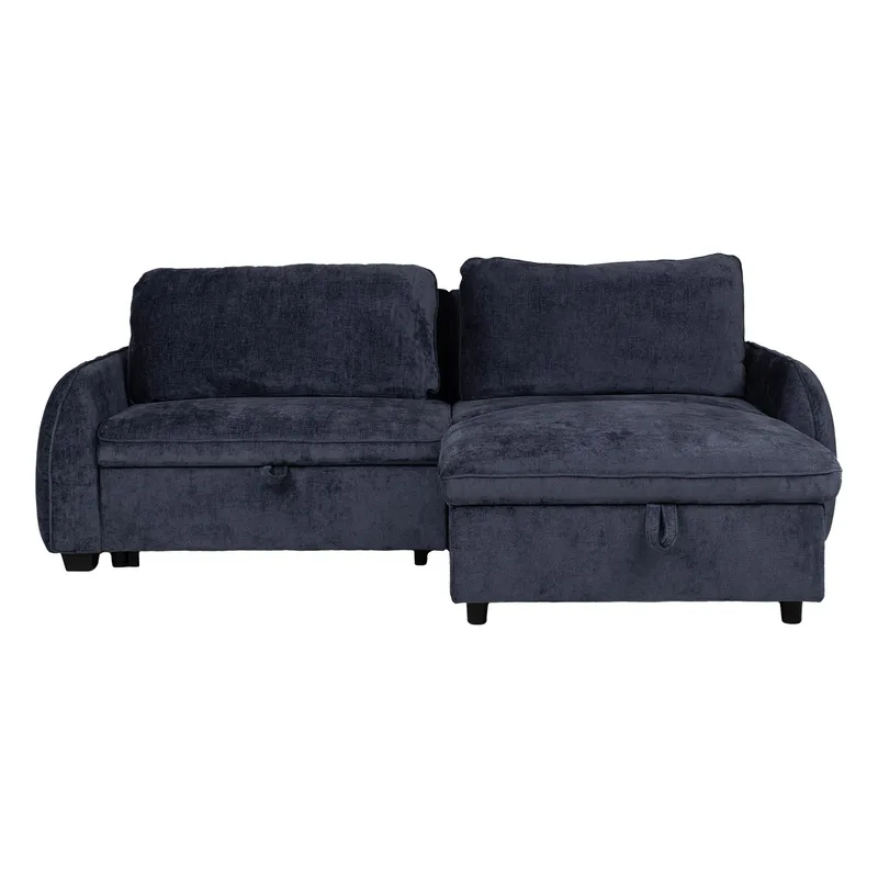 Klevor Vändbar L-formad Hörnbäddsoffa 132x198 cm med Förvaring i Tyg - Blå - Möbler - Soffa - Bäddsoffa