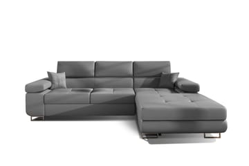 Klinka Bäddsoffa med Divan Höger - Läder/Grå - Möbler - Soffa - Bäddsoffa