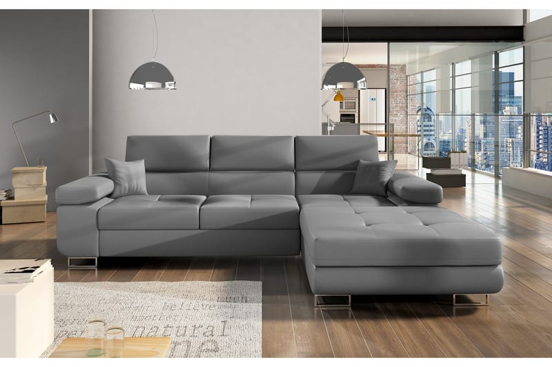 Klinka Bäddsoffa med Divan Höger, Läder/Grå