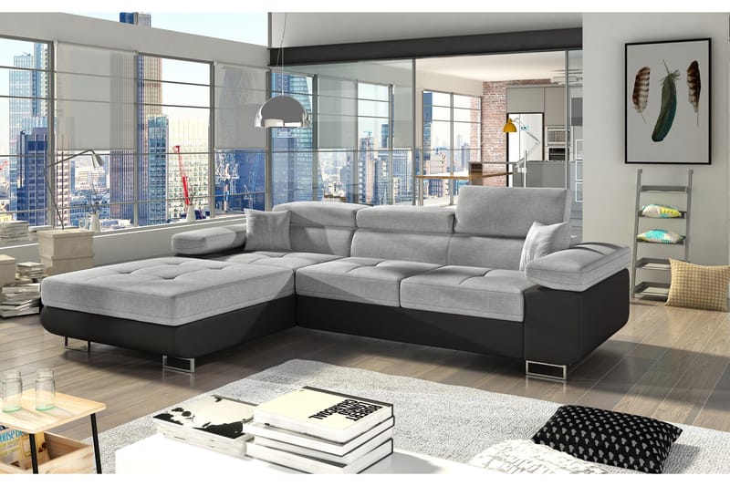 Klinka Bäddsoffa med Divan Vänster - Grå/Svart - Möbler - Soffa - Bäddsoffa