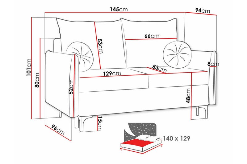 Knocklong 2-sits Bäddsoffa 129x140 cm med Förvaring i Sammet - Terrakotta - Möbler - Soffa - Bäddsoffa