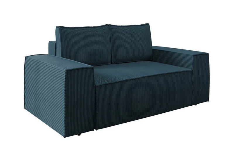 Knocklong 2-sits Bäddsoffa 132x152 cm med Förvaring i Manchestertyg, Blå