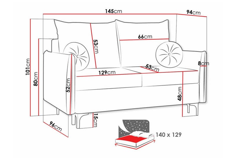 Knocklong 2-sits Bäddsoffa - Cream - Möbler - Soffa - Bäddsoffa